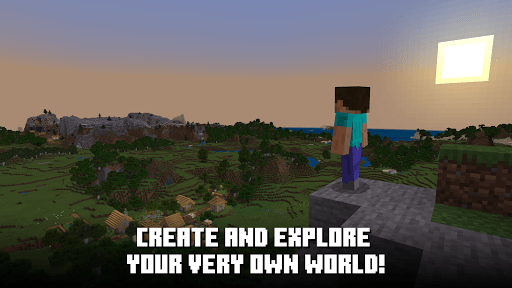 Minecraft mobile gameplay screenshot showing vast landscape